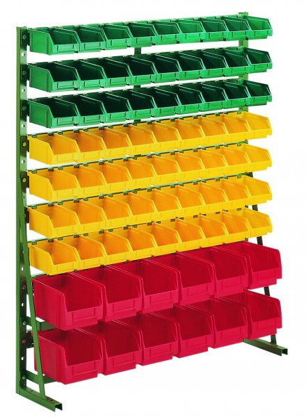 Shelving system N10F RAL 6011 Reseda green With open fronted storage bins