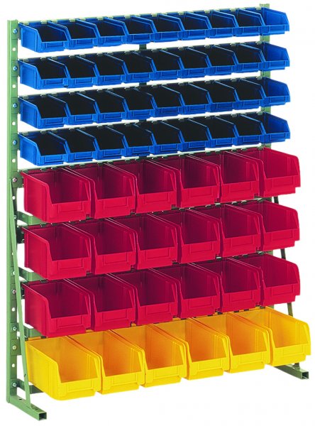 Shelving system N10H RAL 6011 Reseda green With open fronted storage bins